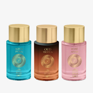 Aqua Pura, Rose Affair and Oud Tropica Perfume Set by Hana Fragrance
